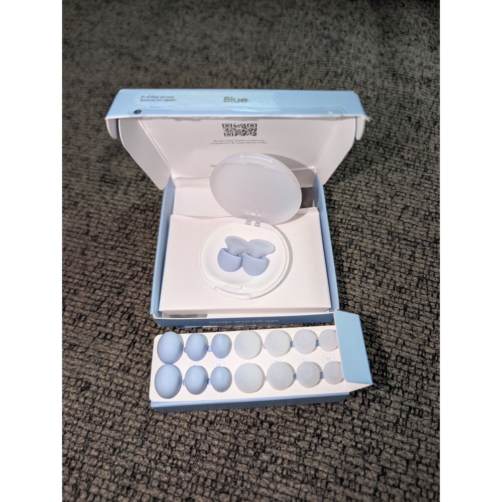 Loop Dream Earplug Blue Sleep Noise Reduction 27dB Silicone Foam & Case